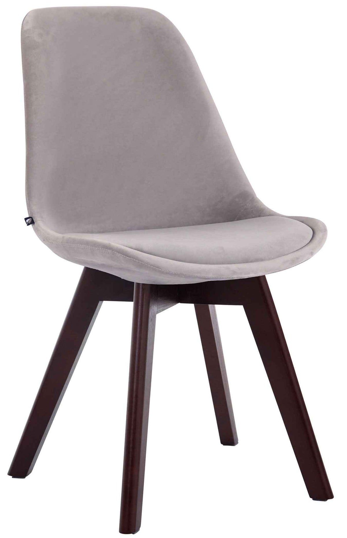 Set van 4 Eetkamerstoelen Borneo Fluweel grijs,walnoot grau