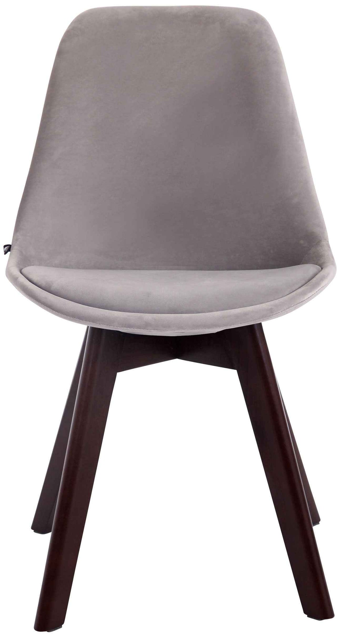 Set van 4 Eetkamerstoelen Borneo Fluweel grijs,walnoot grau