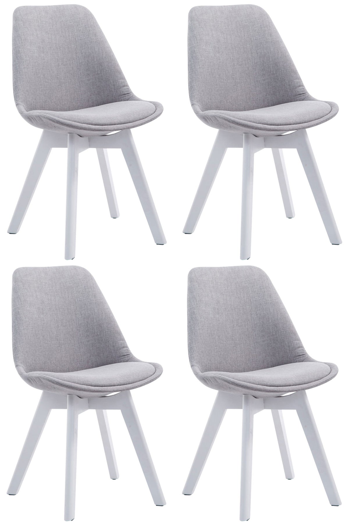Set van 4 eetkamerstoelen Borneo V2 Stof grijs,wit grau