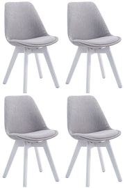 Set van 4 eetkamerstoelen Borneo V2 Stof grijs,wit grau