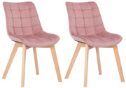 Set van 2 Eetkamerstoelen Passaic Fluweel roze pink