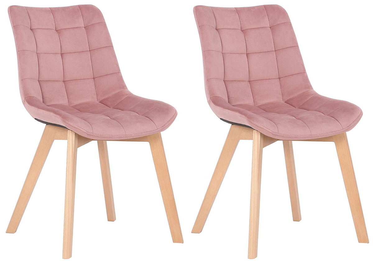 Set van 2 Eetkamerstoelen Passaic Fluweel roze pink