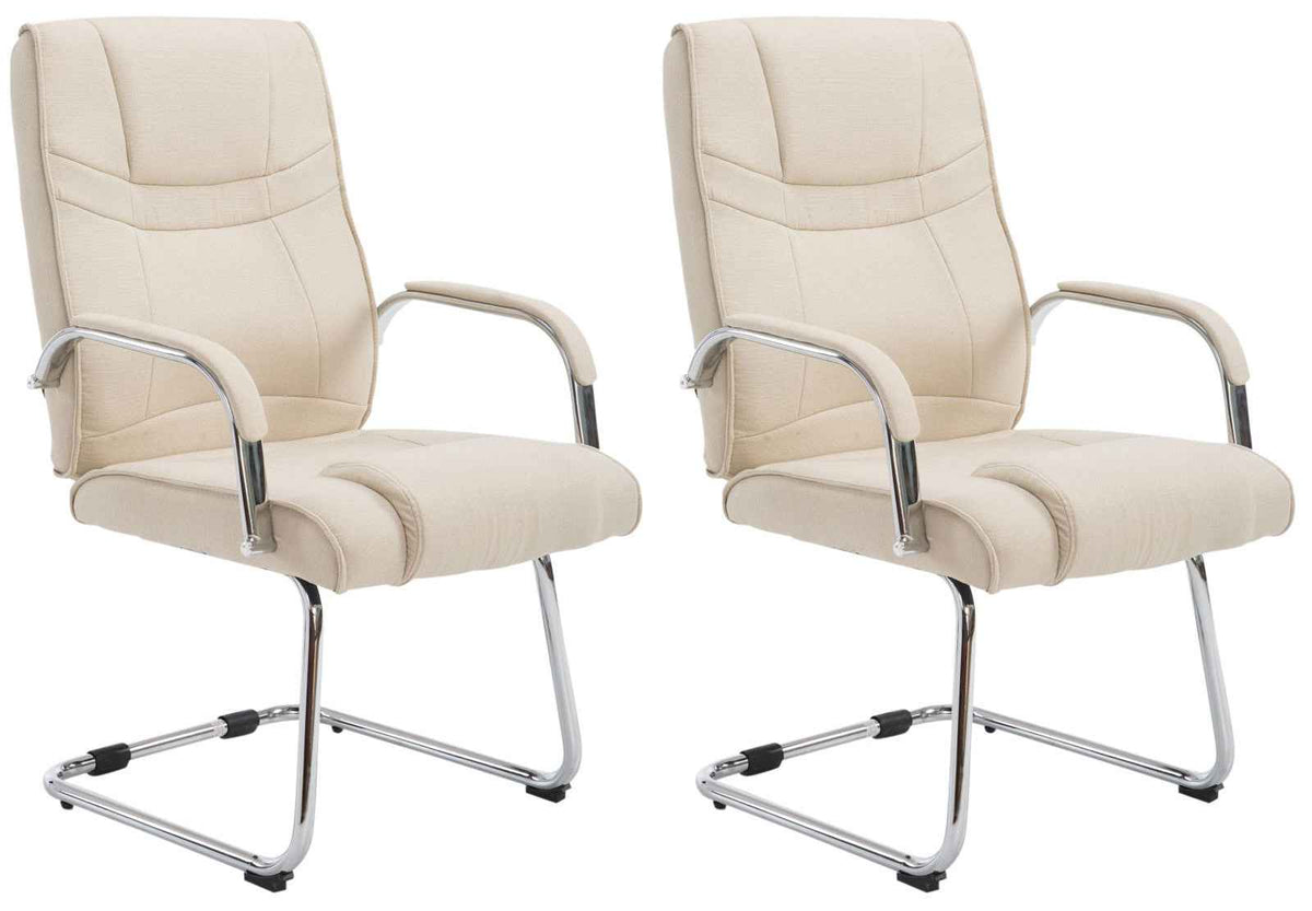 Set van 2 Eetkamerstoelen Attila Stof creme creme