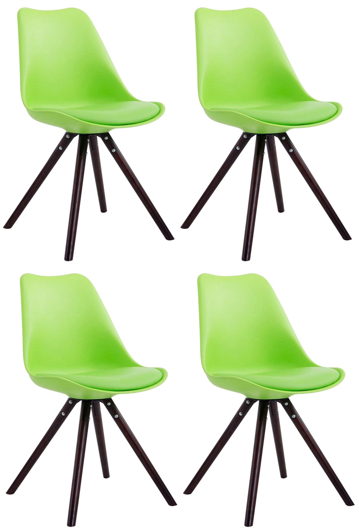 Set van 4 eetkamerstoelen Toulouse kunstleer rond groen,cappuccino grün