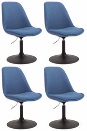 Set van 4 Eetkamerstoelen Maverick Stof blauw,zwart blau