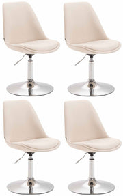 Set van 4 Eetkamerstoelen Maverick Stof creme,chroom creme