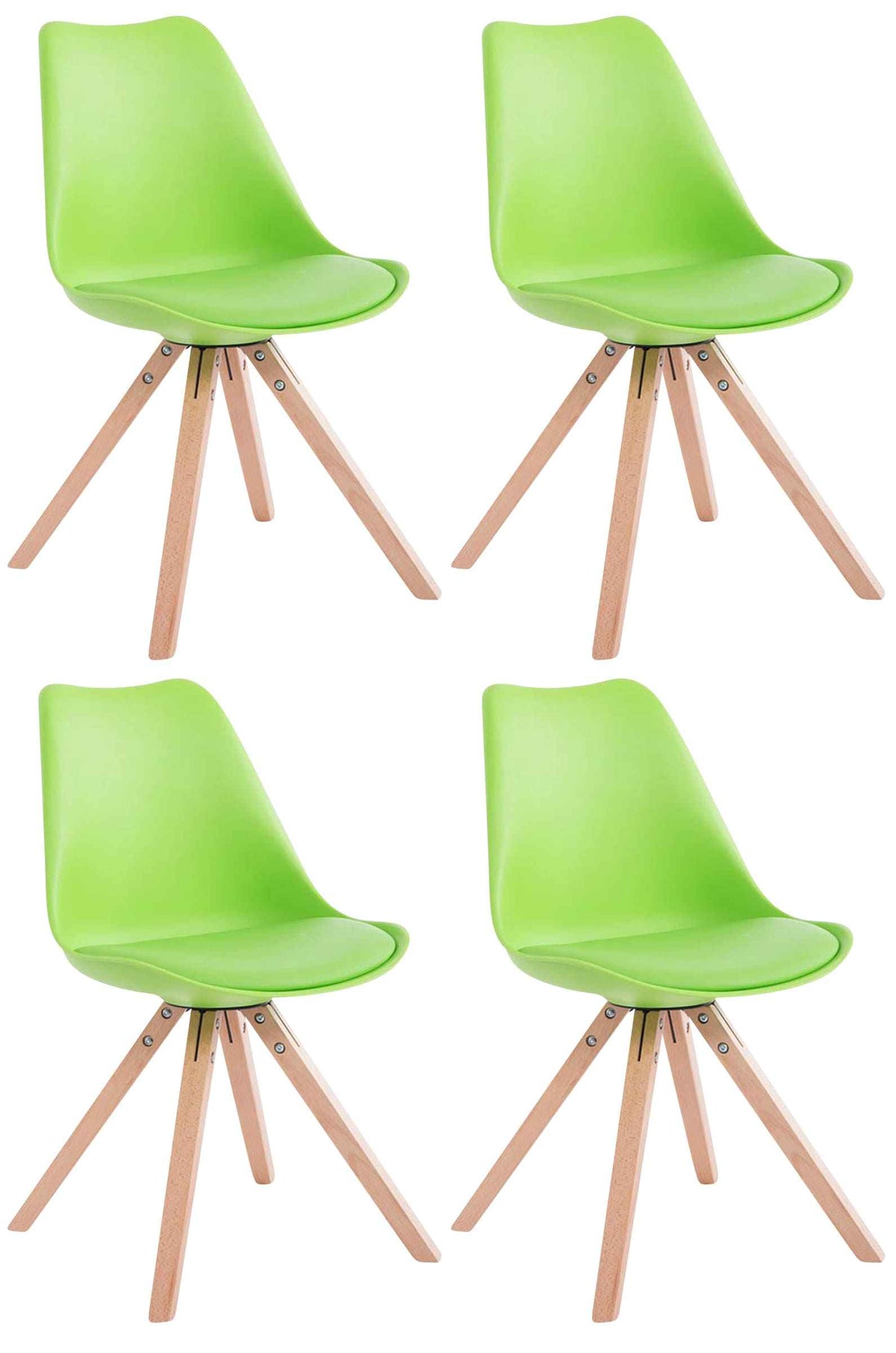 Set van 4 stoelen Toulouse - Vierkant - Kunstleer groen,natura grün