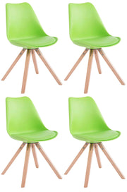 Set van 4 stoelen Toulouse - Vierkant - Kunstleer groen,natura grün