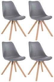 Set van 4 stoelen Toulouse - Vierkant - Kunstleer grijs,natura grau