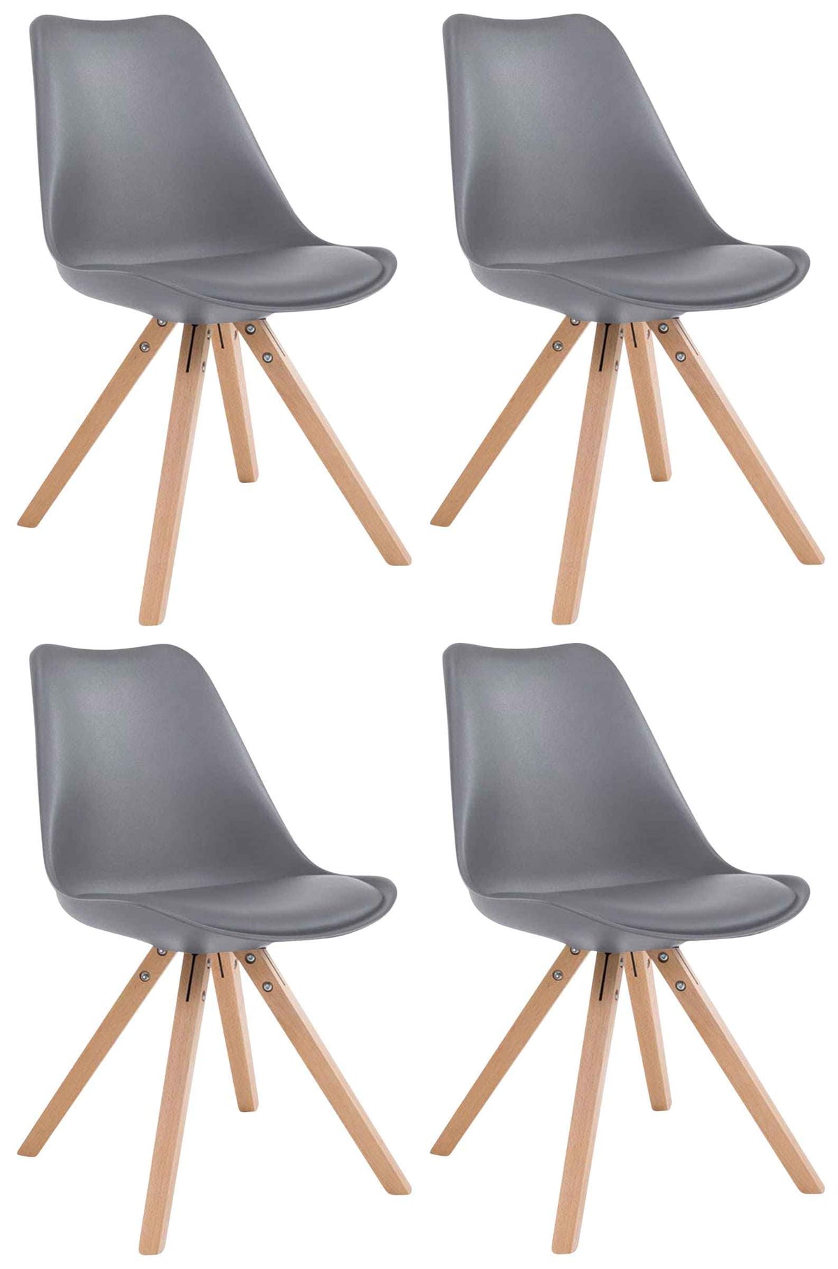 Set van 4 stoelen Toulouse - Vierkant - Kunstleer grijs,natura grau