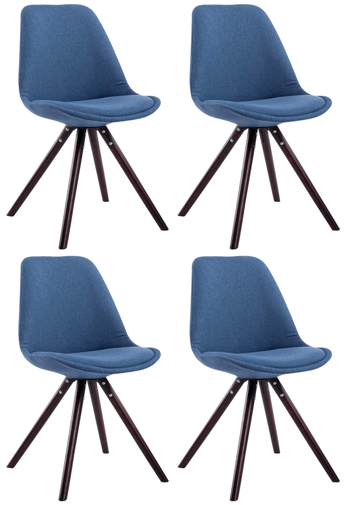 Set van 4 eetkamerstoelen Toulouse stof rond blauw,cappuccino blau