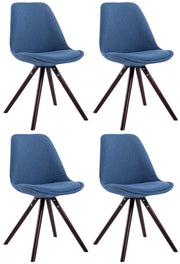 Set van 4 eetkamerstoelen Toulouse stof rond blauw,cappuccino blau