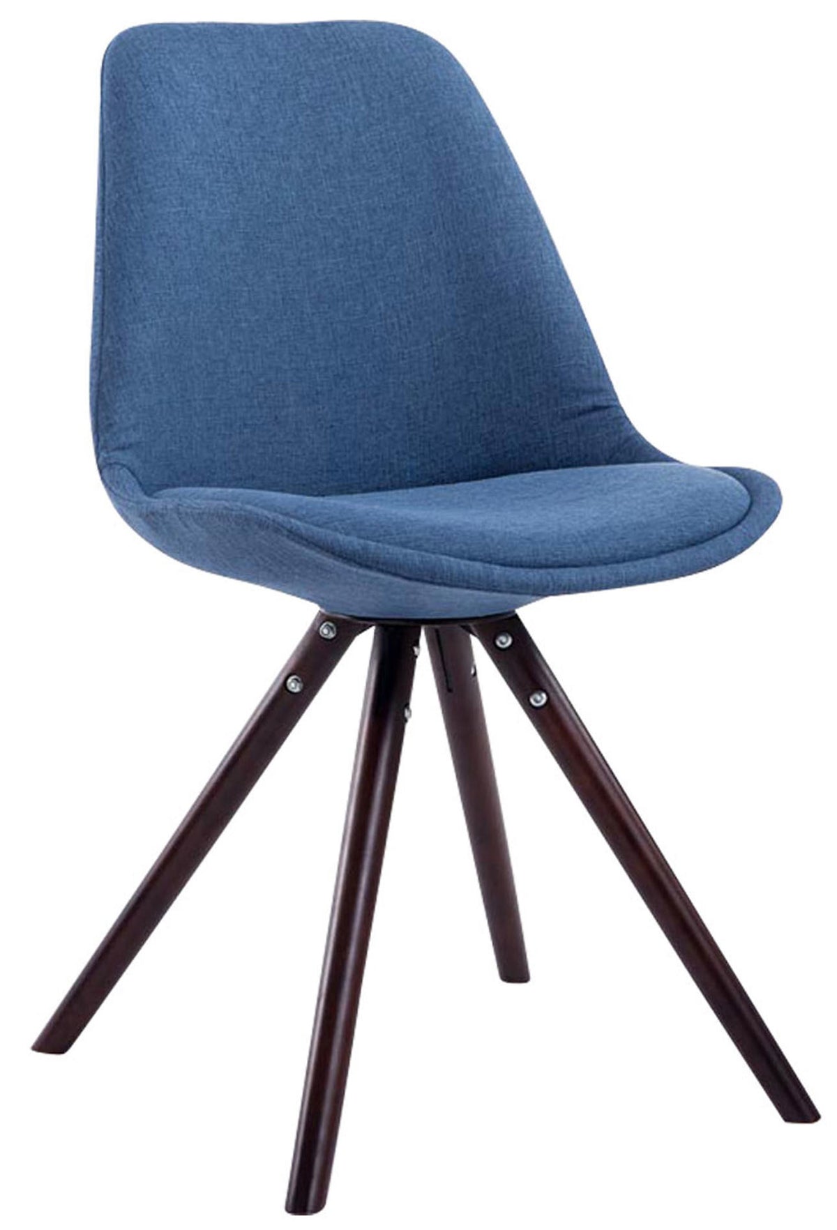 Set van 4 eetkamerstoelen Toulouse stof rond blauw,cappuccino blau