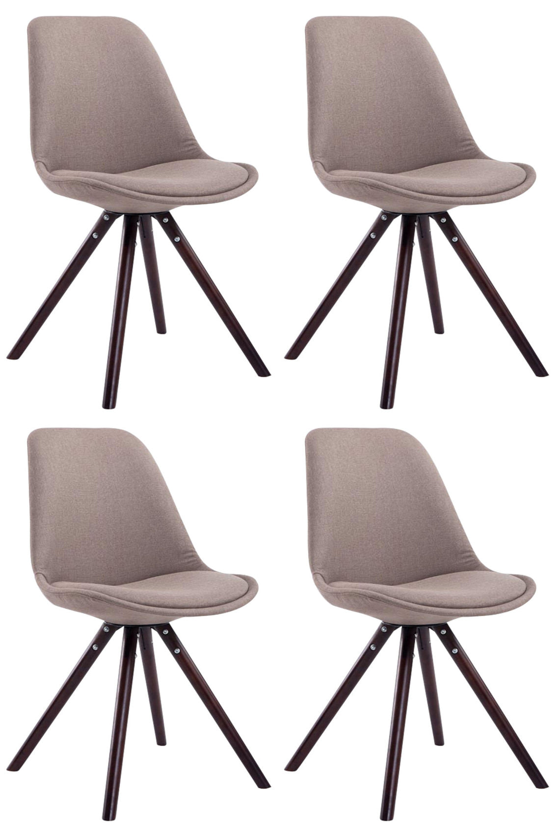 Set van 4 eetkamerstoelen Toulouse stof rond taupe,cappuccino taupe