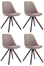 Set van 4 eetkamerstoelen Toulouse stof rond taupe,cappuccino taupe