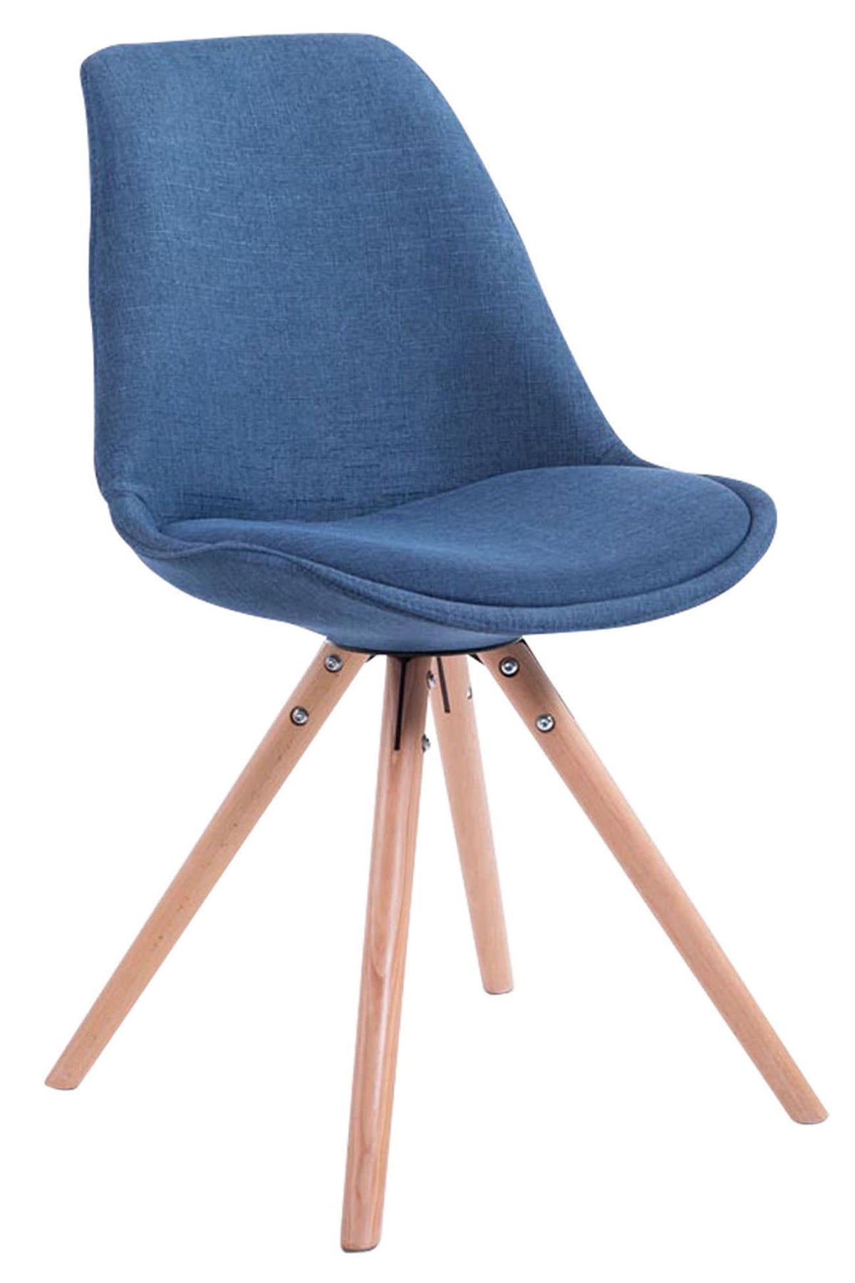 Set van 4 eetkamerstoelen Toulouse stof rond blauw,natura blau