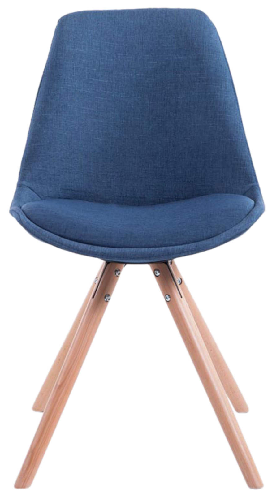Set van 4 eetkamerstoelen Toulouse stof rond blauw,natura blau