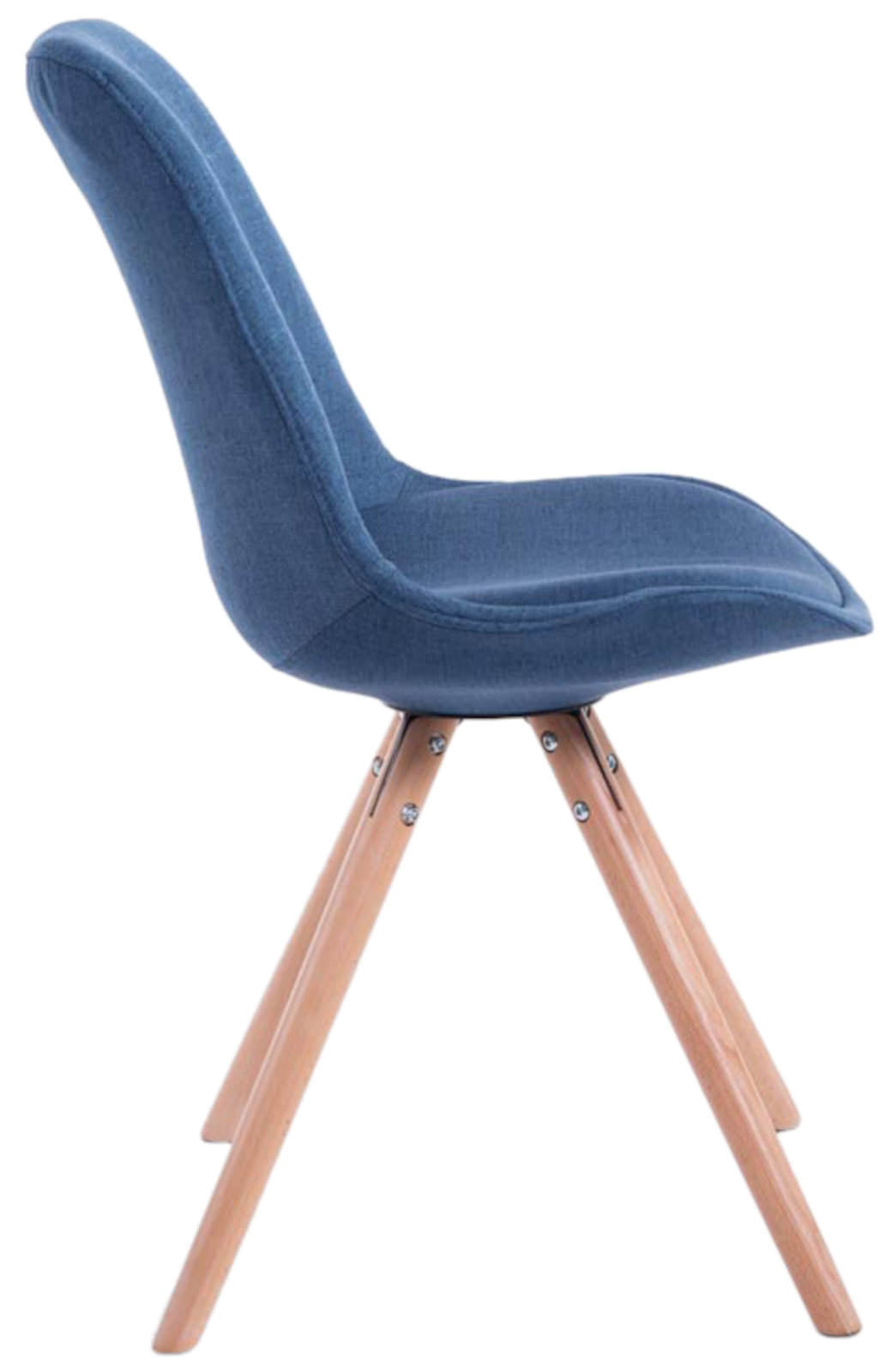 Set van 4 eetkamerstoelen Toulouse stof rond blauw,natura blau