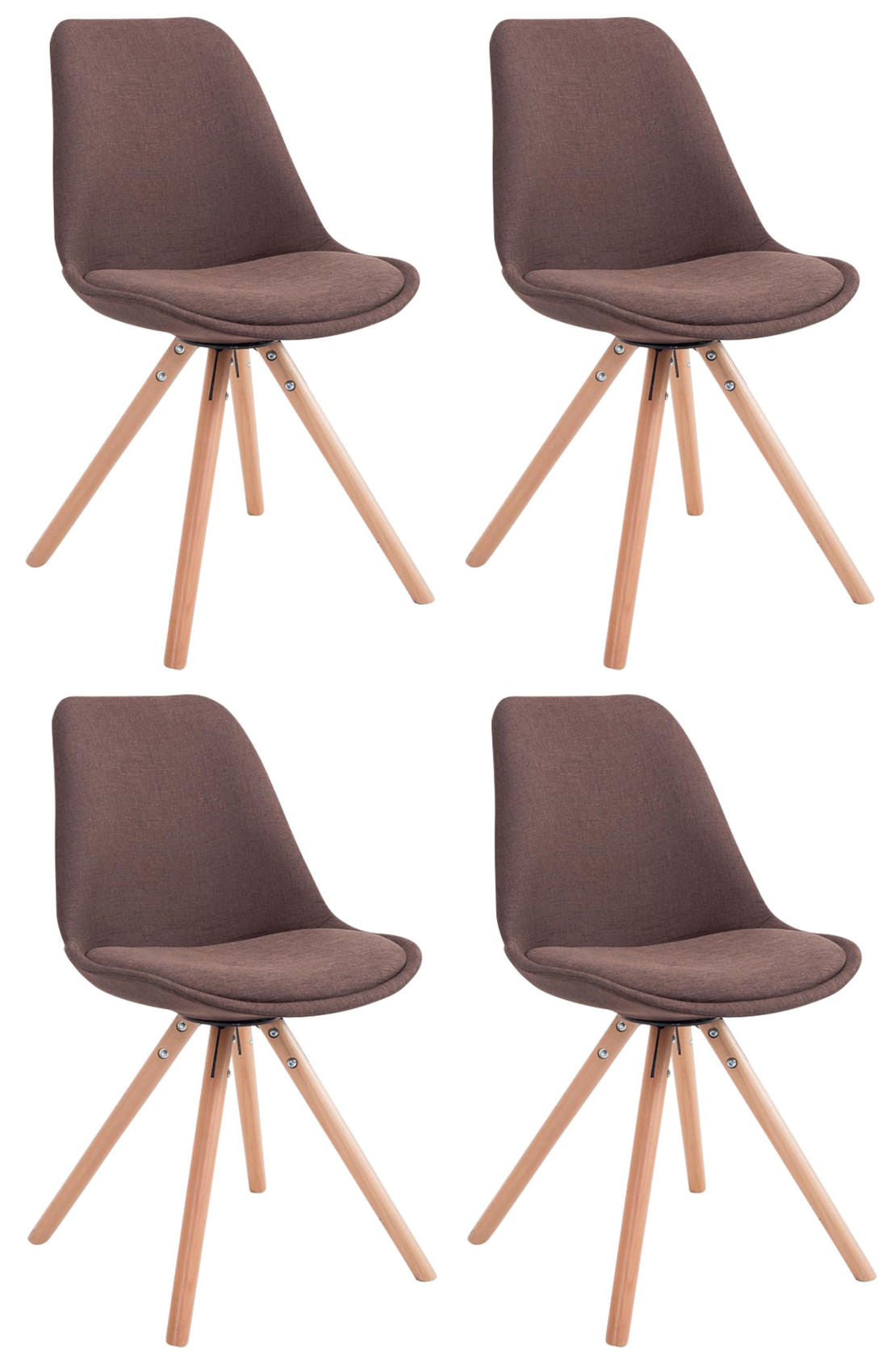 Set van 4 eetkamerstoelen Toulouse stof rond bruin,natura braun