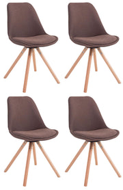 Set van 4 eetkamerstoelen Toulouse stof rond bruin,natura braun