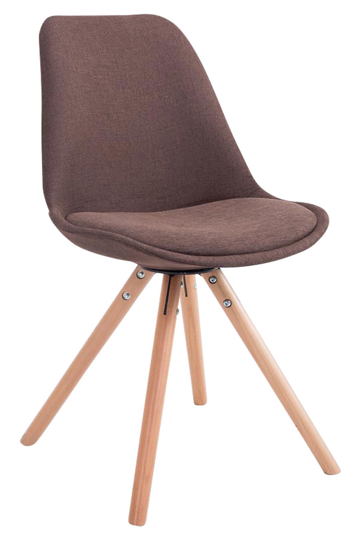 Set van 4 eetkamerstoelen Toulouse stof rond bruin,natura braun