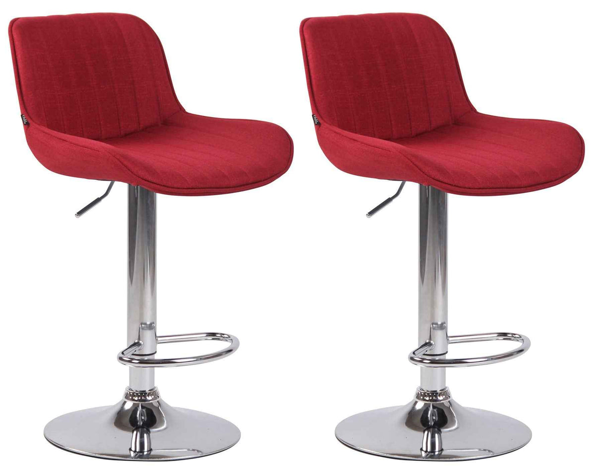 Set van 2 barkrukken Lentini stof rood,chroom rot