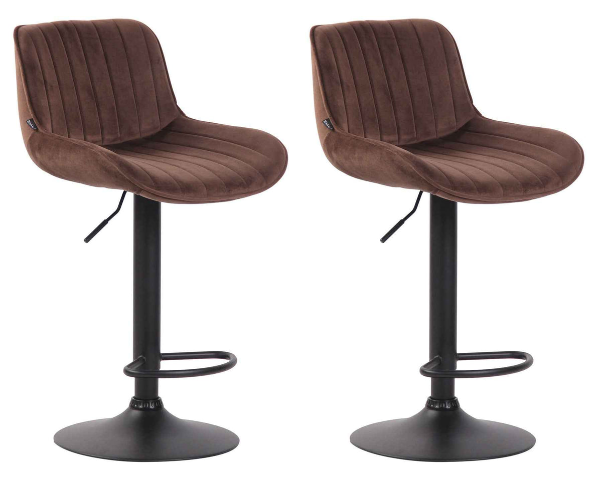 Set van 2 Barkrukken Lentini Fluweel bruin,zwart braun