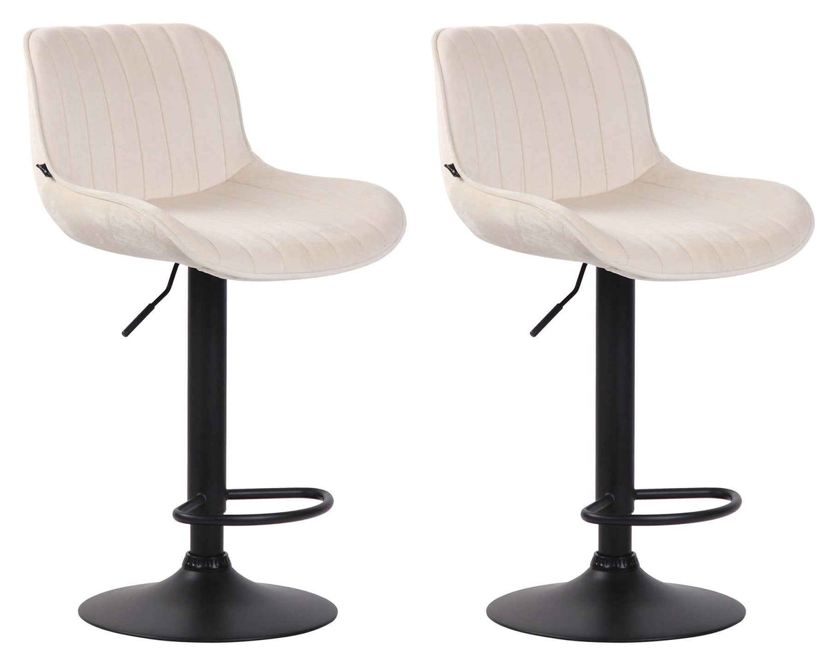 Set van 2 Barkrukken Lentini Fluweel creme,zwart creme