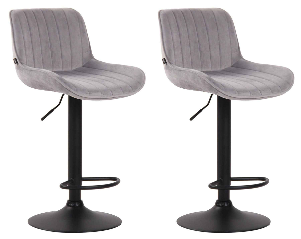 Set van 2 Barkrukken Lentini Fluweel grijs,zwart grau
