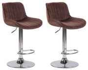 Set van 2 Barkrukken Lentini Fluweel bruin,chroom braun