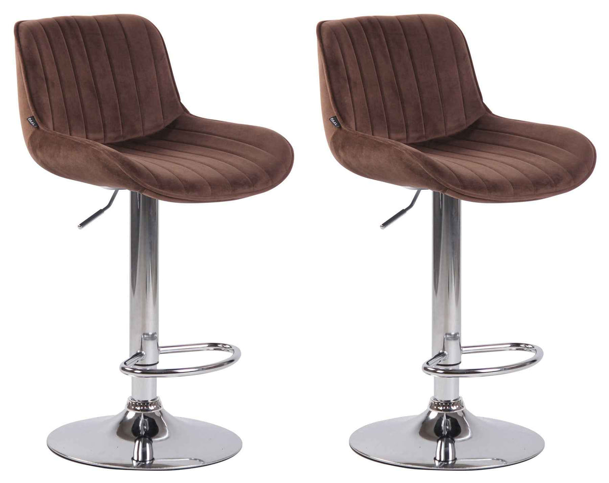 Set van 2 Barkrukken Lentini Fluweel bruin,chroom braun