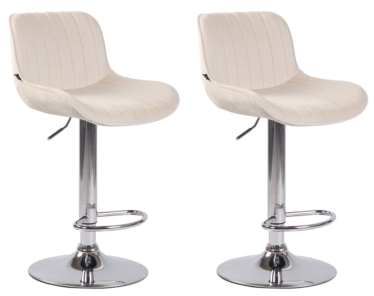 Set van 2 Barkrukken Lentini Fluweel creme,chroom creme