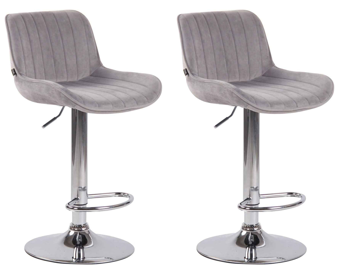 Set van 2 Barkrukken Lentini Fluweel grijs,chroom grau