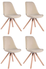 Set van 4 Stoelen Toulouse Vierkant frame - Fluweel creme,natura creme