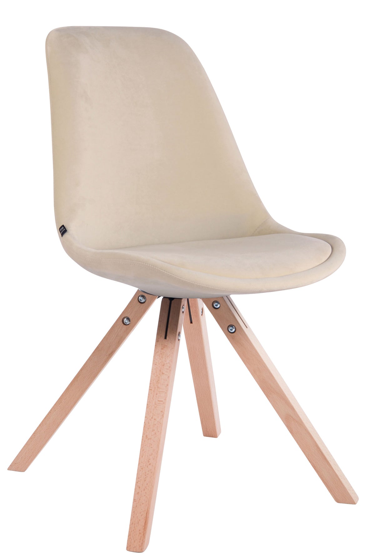 Set van 4 Stoelen Toulouse Vierkant frame - Fluweel creme,natura creme