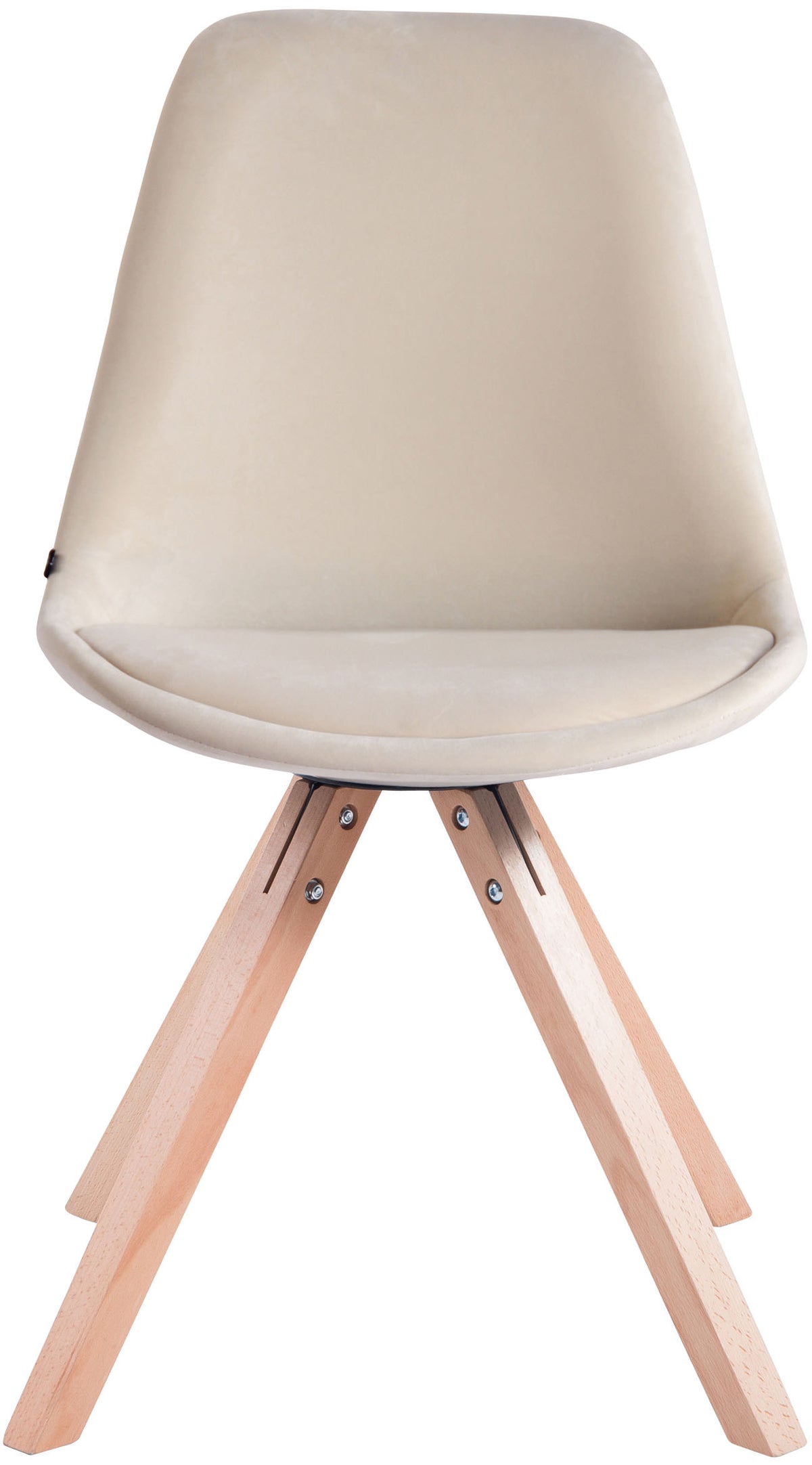 Set van 4 Stoelen Toulouse Vierkant frame - Fluweel creme,natura creme