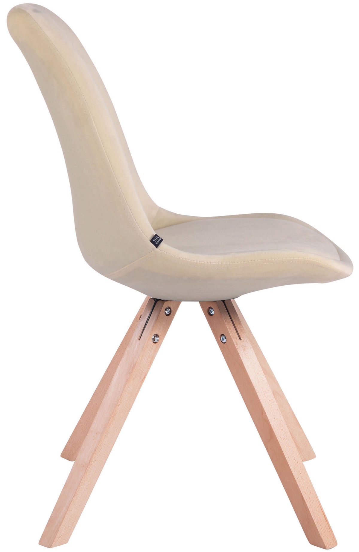 Set van 4 Stoelen Toulouse Vierkant frame - Fluweel creme,natura creme