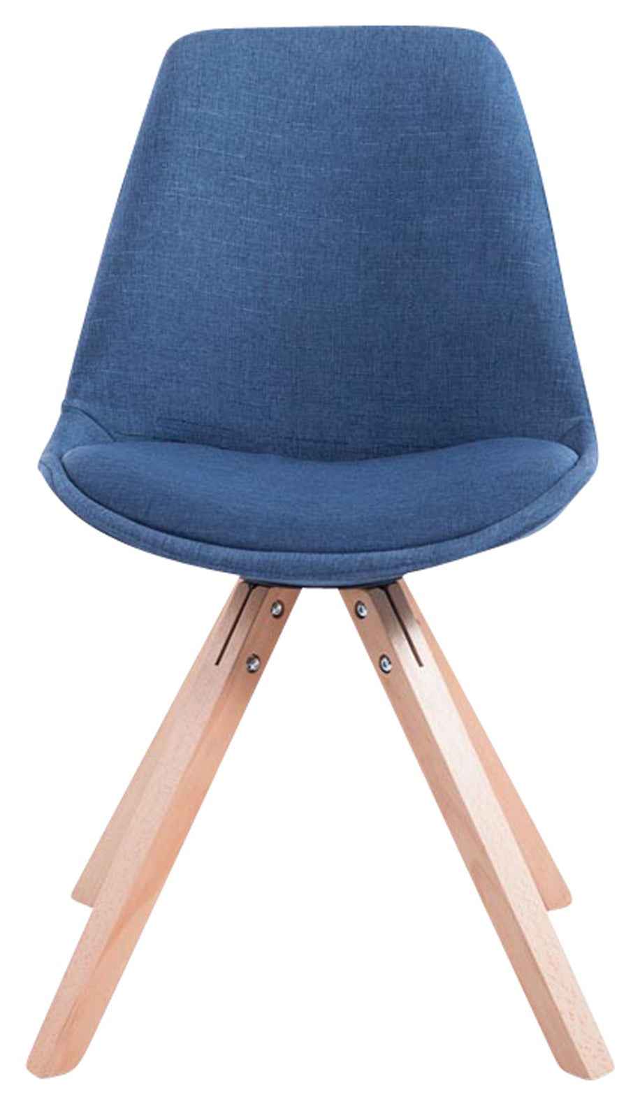 Set van 4 eetkamerstoelen Toulouse stof vierkant blauw,natura blau