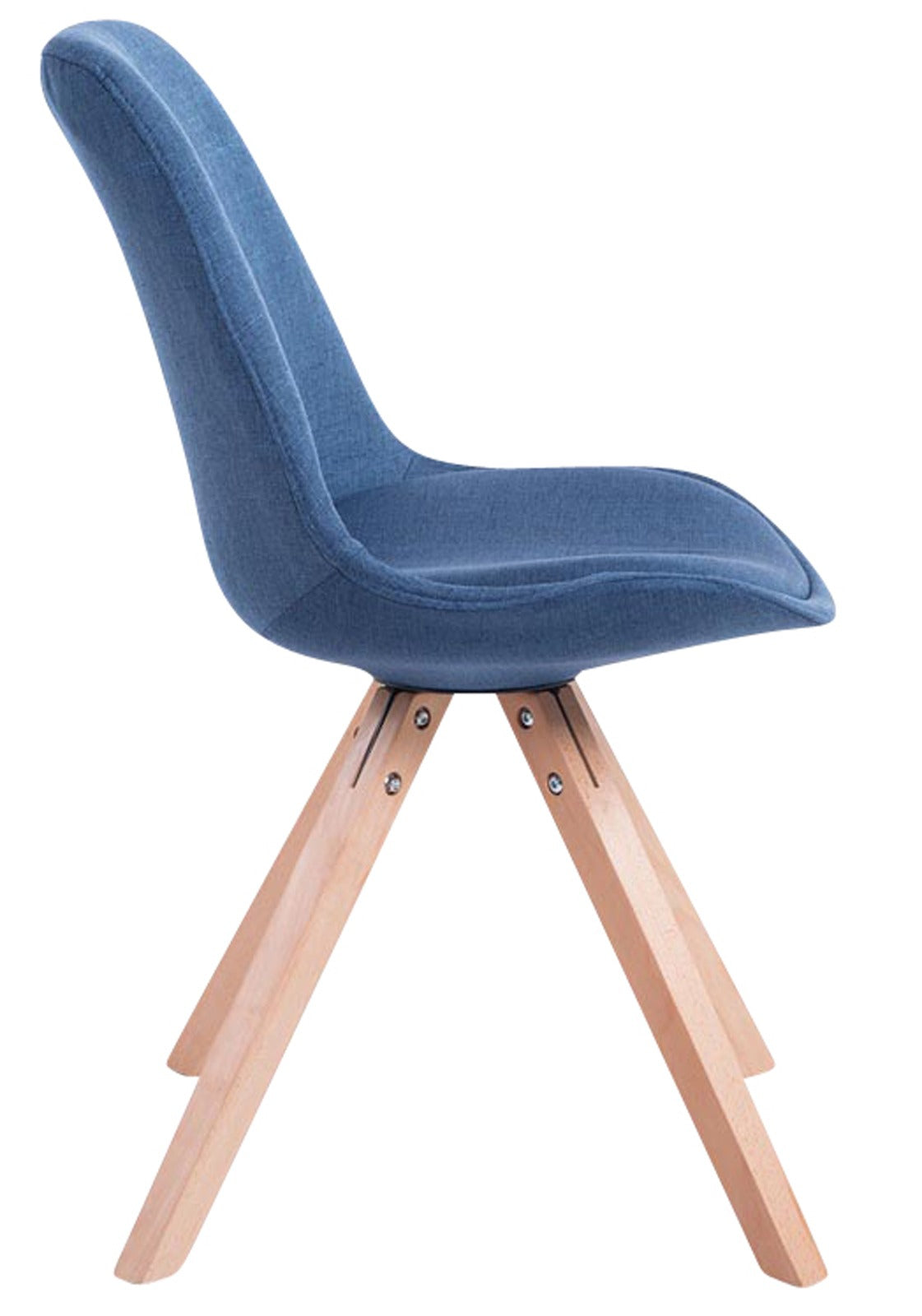 Set van 4 eetkamerstoelen Toulouse stof vierkant blauw,natura blau