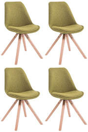 Set van 4 eetkamerstoelen Toulouse stof vierkant groen,natura grün