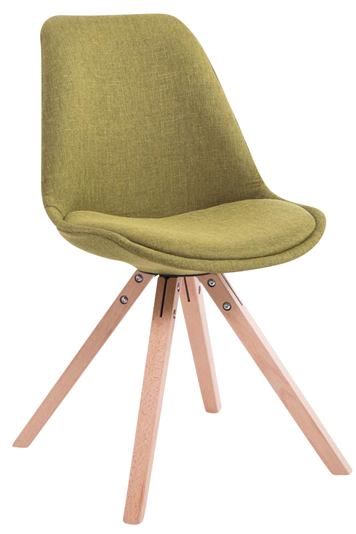 Set van 4 eetkamerstoelen Toulouse stof vierkant groen,natura grün