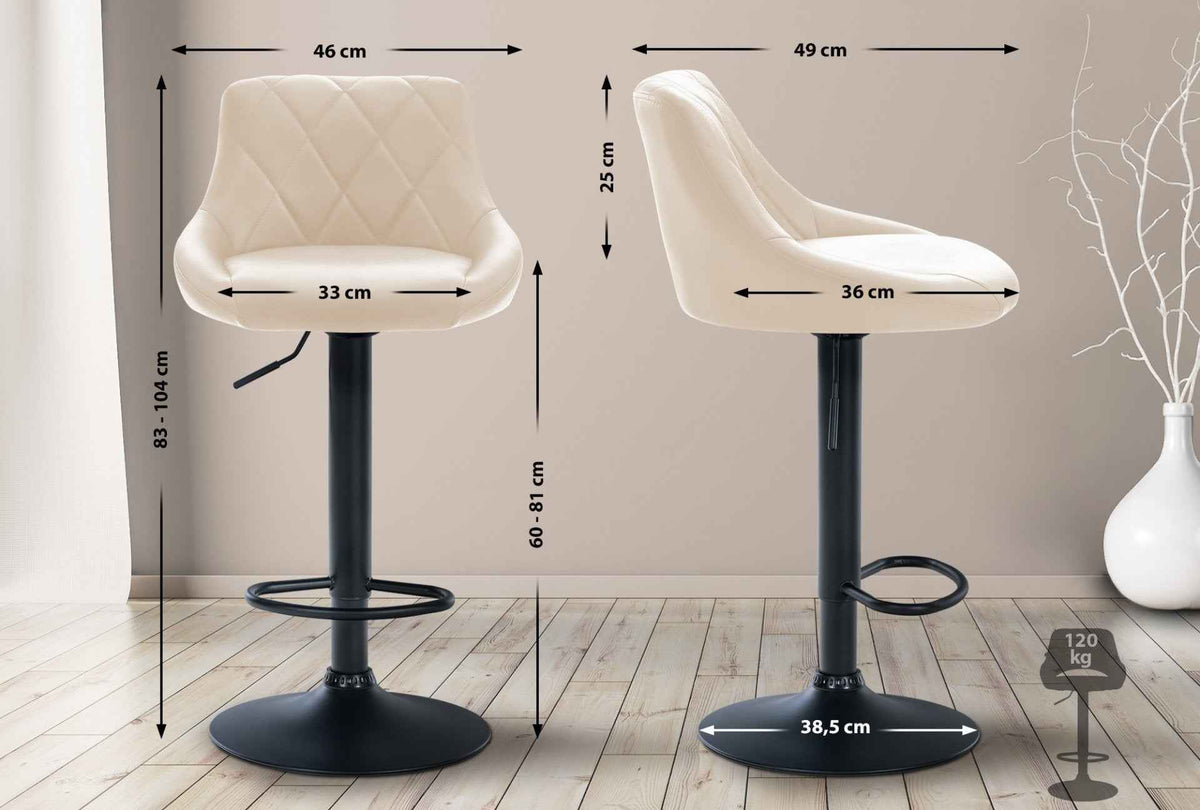 Barkruk Lazio Kunstleer creme,zwart creme