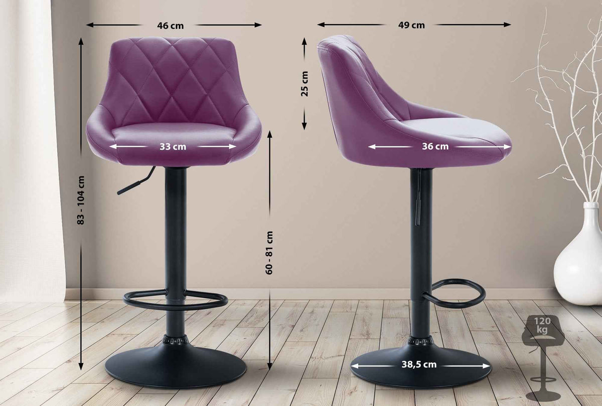 Barkruk Lazio Kunstleer purper,zwart lila