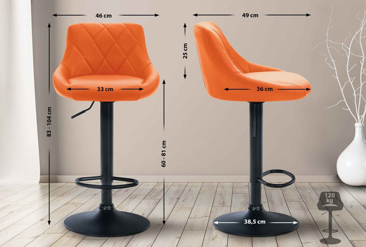Barkruk Lazio Kunstleer oranje,zwart orange