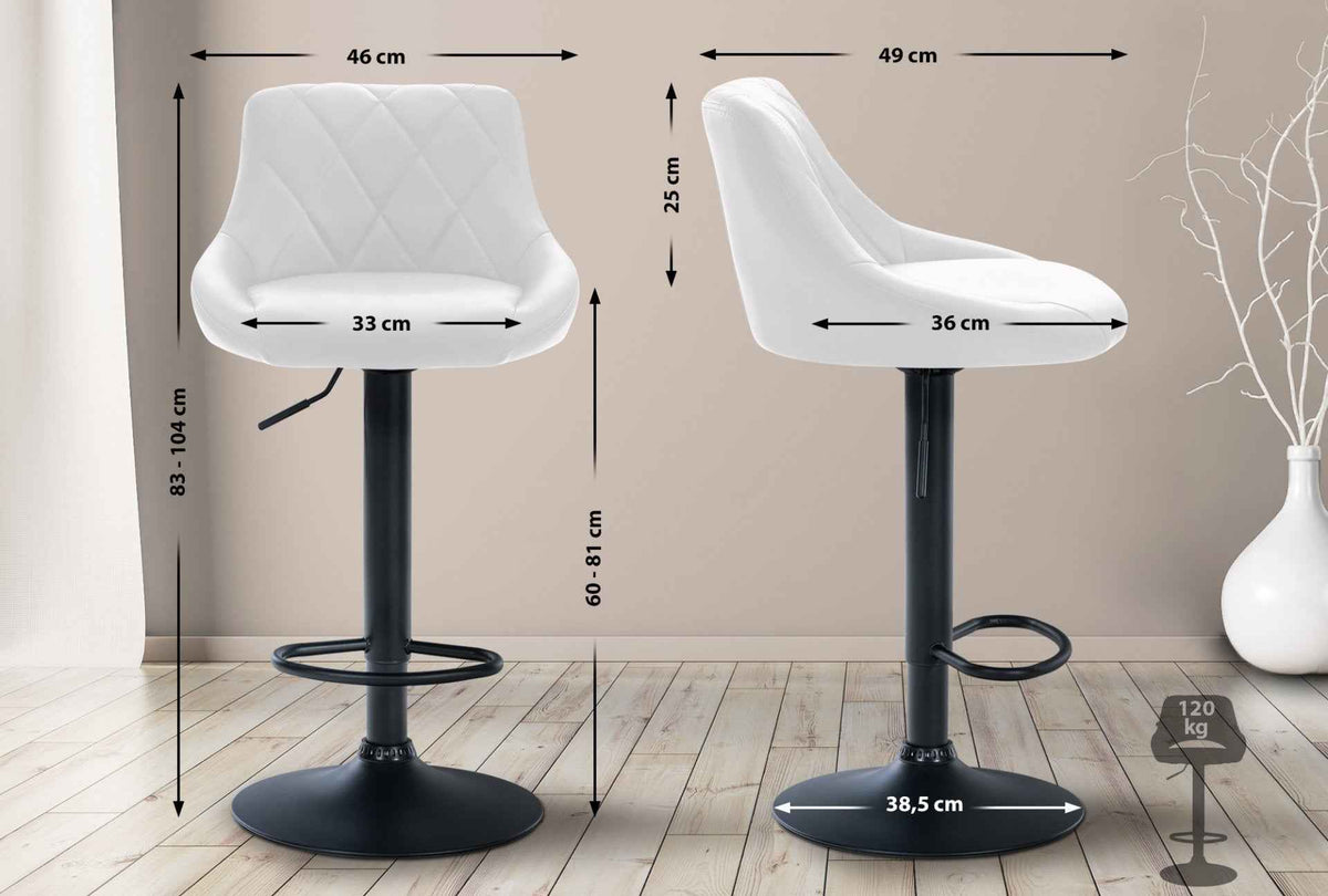 Barkruk Lazio Kunstleer wit,zwart weiß