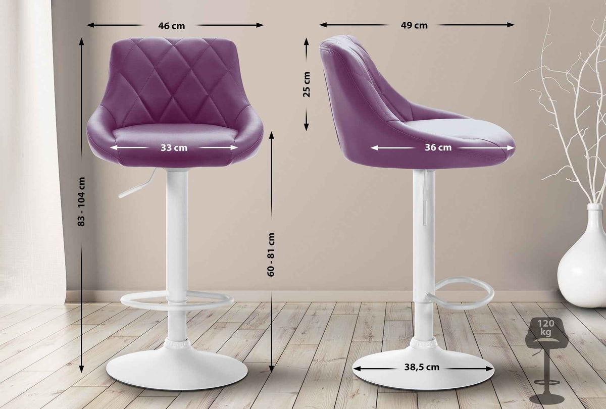 Barkruk Lazio Kunstleer purper,wit lila