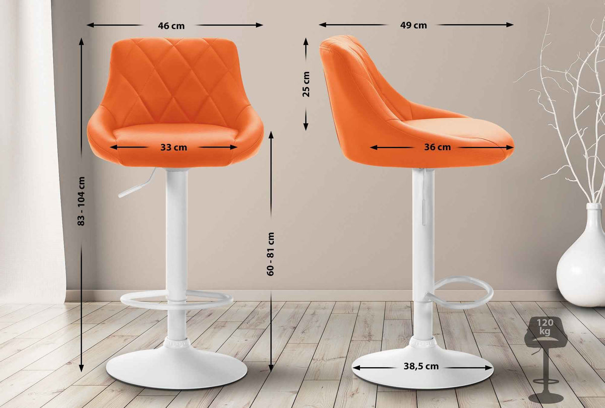 Barkruk Lazio Kunstleer oranje,wit orange