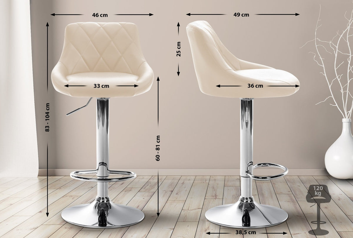 Barkruk Lazio Kunstleer creme,chroom creme