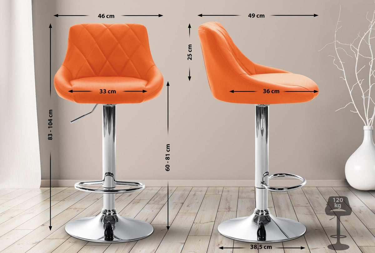 Barkruk Lazio Kunstleer oranje,chroom orange