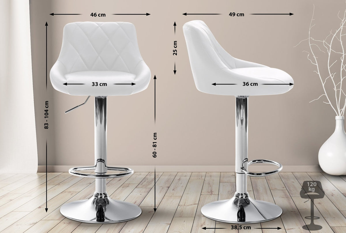 Barkruk Lazio Kunstleer wit,chroom weiß